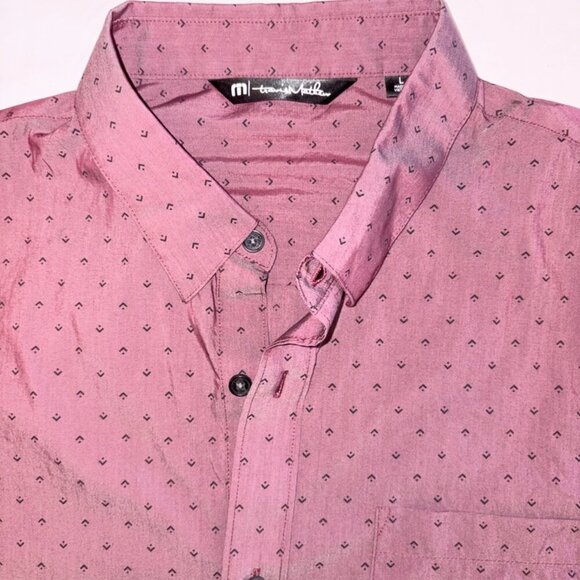 Travis Mathew Tidbits Button Down Heather Tawny Port size Large Short Sleeve - Picture 2 of 13